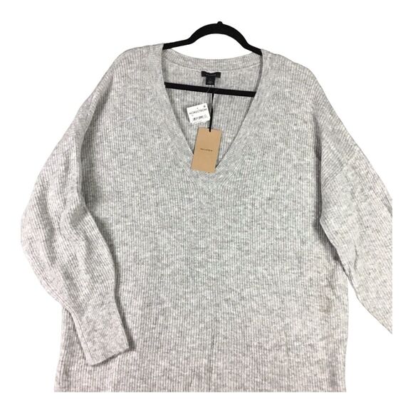 Halogen Womens 1X Heather Grey V-Neck Ribbed Long Pullover Sweater NWT - Picture 7 of 14